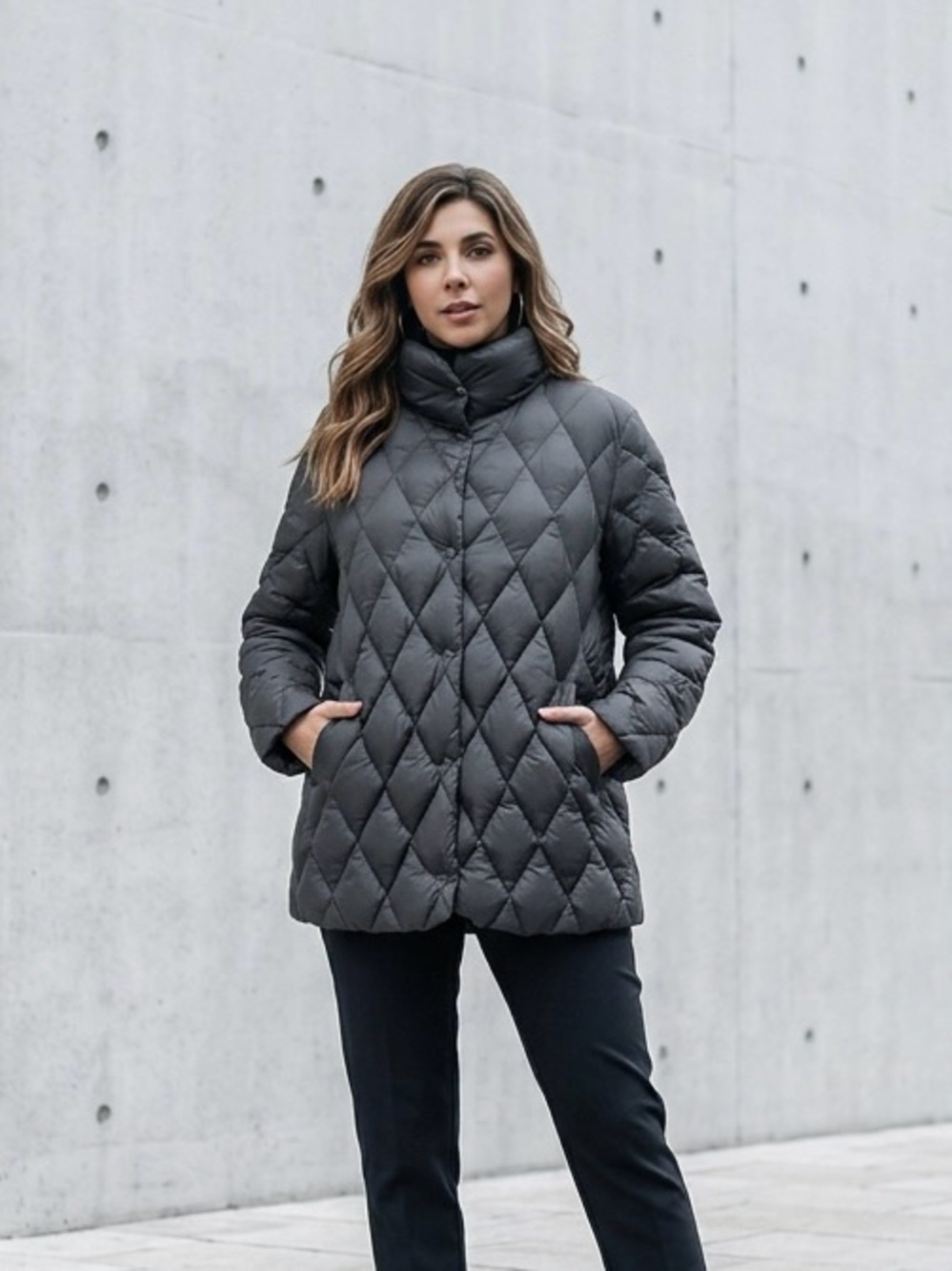 Moncler Women's Quilted Diamond Puffer Jacket - Gray